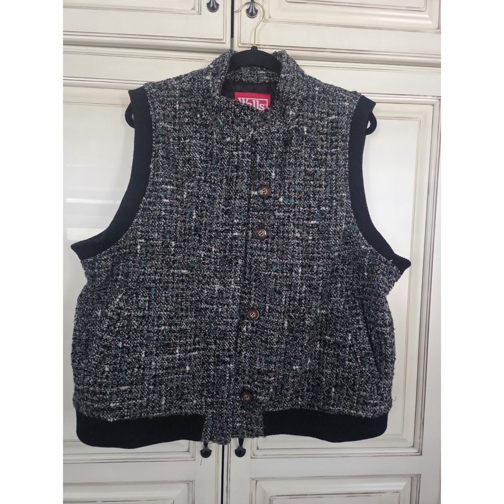 Vtg Walls Wool Blend‎ Flecked Tweed Vest Women's Xxl